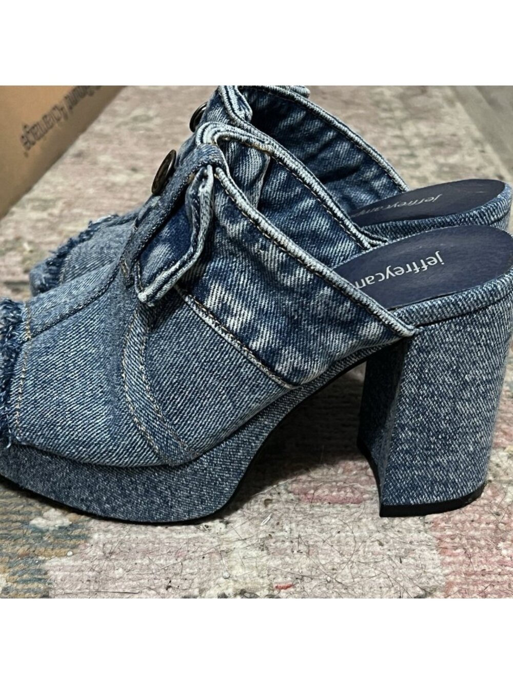 Jeffrey Campbell Magda-jn Platform Open Toe Denim Heels Size 5